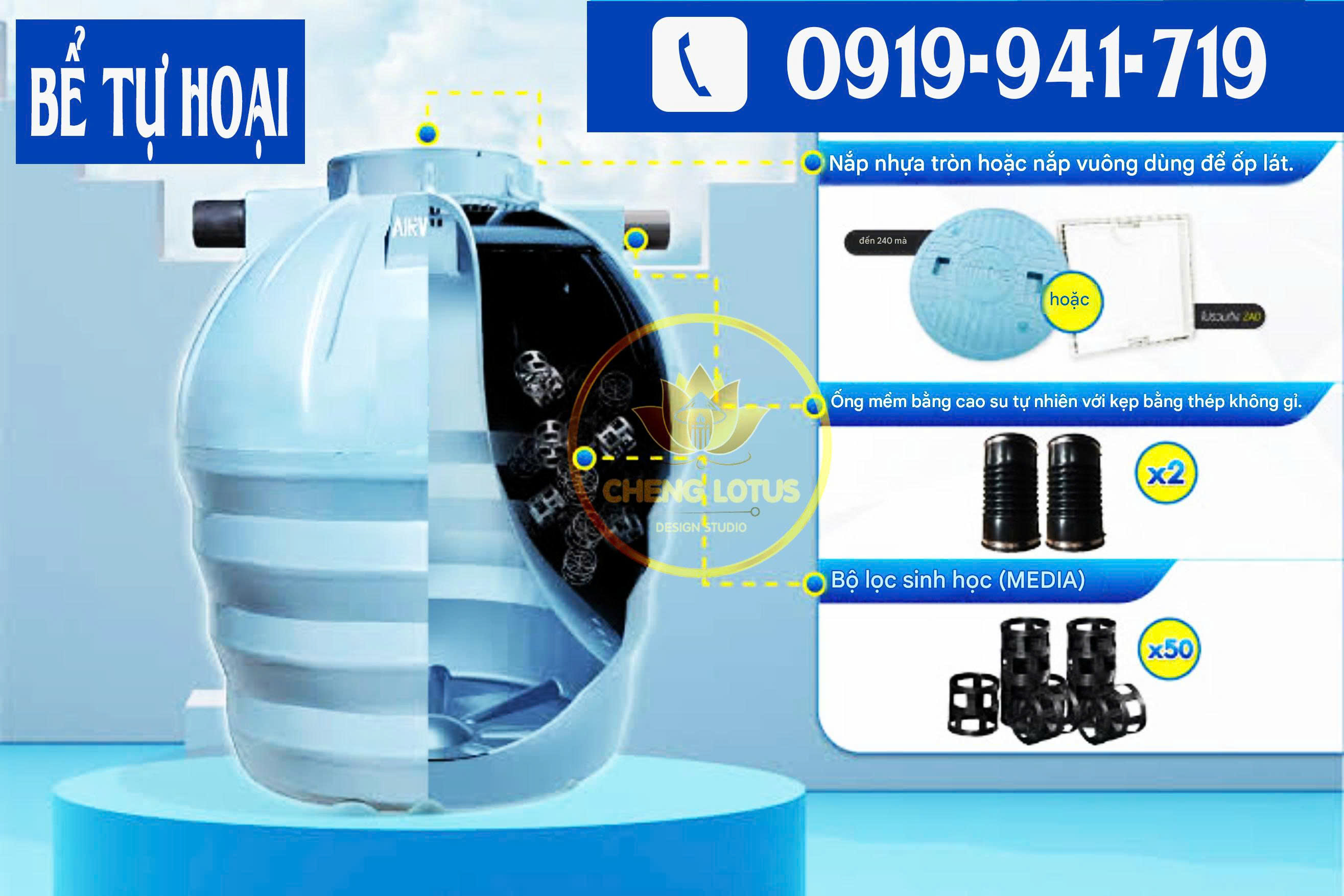 Bể tự hoại  PP Cheng nước thải sinh hoạt